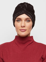 Soft Cotrise Velvet Turban’á With Twist Look In FrontKashkha